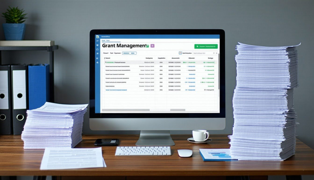 Example of grant management process, using Submit.com platform.