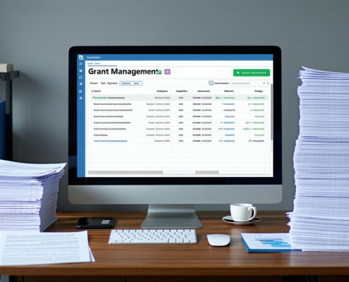 Example of grant management process, using Submit.com platform.