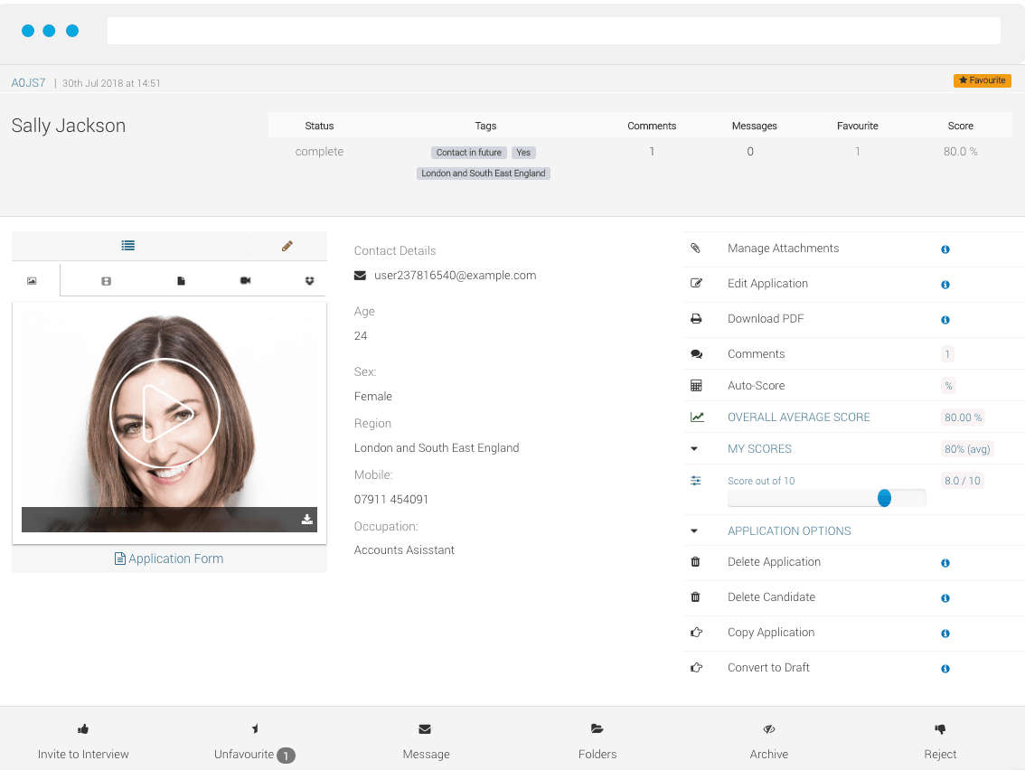Example of an online submission in Submit.com’s submission software